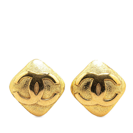 Gold Chanel Gold Plated CC Clip On Earrings