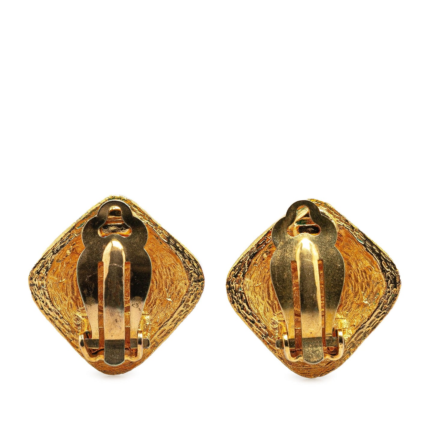 Gold Chanel Gold Plated CC Clip On Earrings