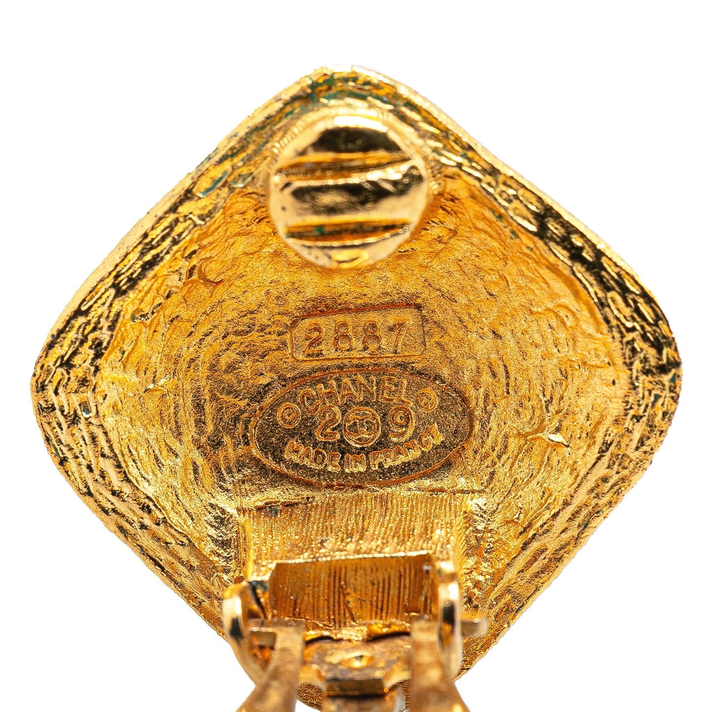 Gold Chanel Gold Plated CC Clip On Earrings