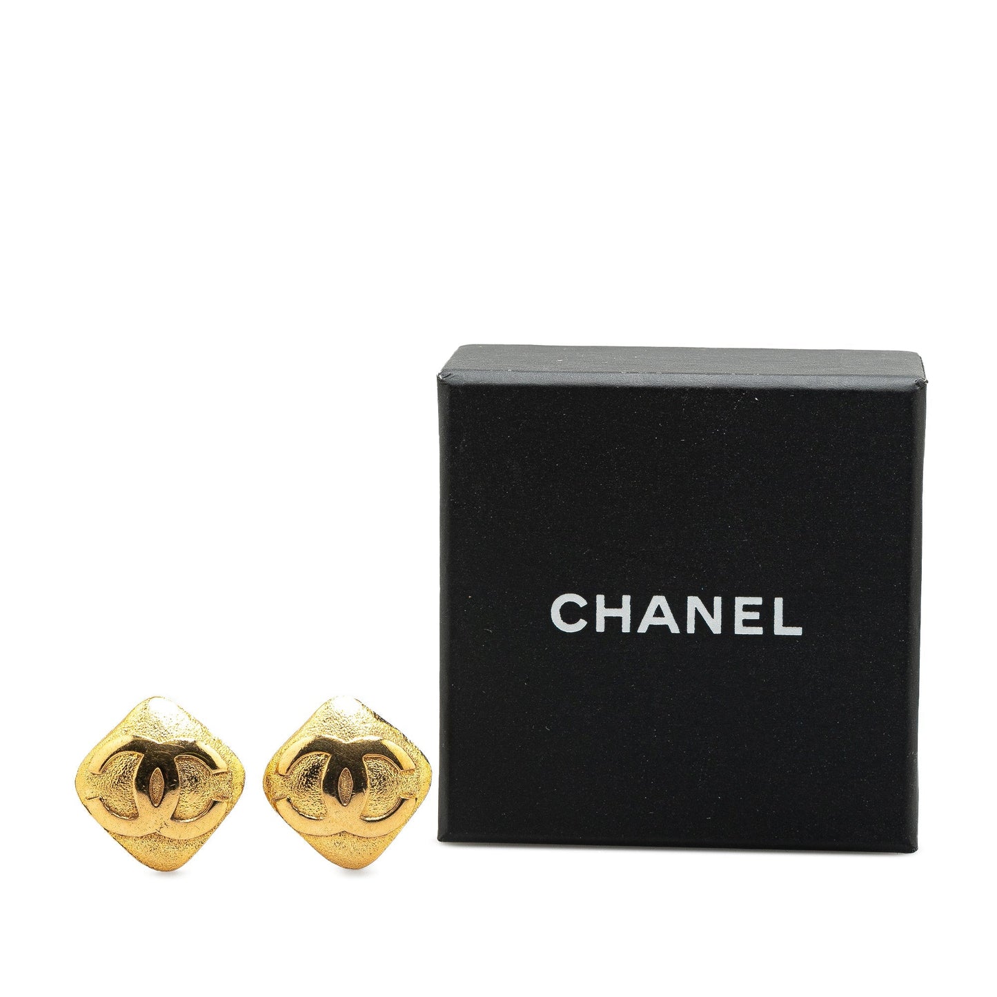 Gold Chanel Gold Plated CC Clip On Earrings