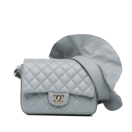Gray Chanel Quilted Calfskin Bolero de Chanel Flap Crossbody Bag