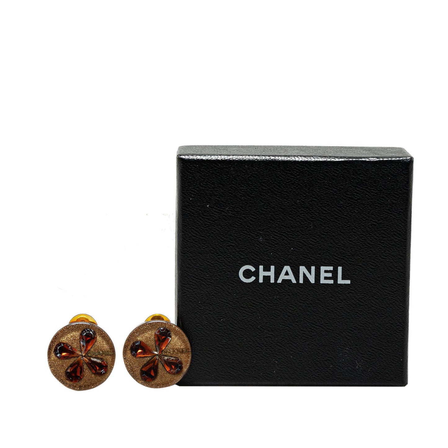 Gold Chanel Gold Plated Clover Clip on Earrings