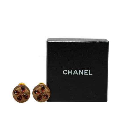 Gold Chanel Gold Plated Clover Clip on Earrings