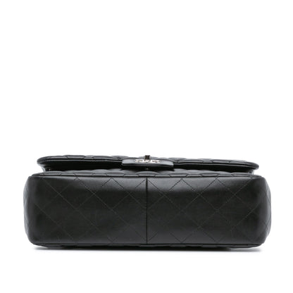 Black Chanel Jumbo Classic Lambskin Double Flap Shoulder Bag