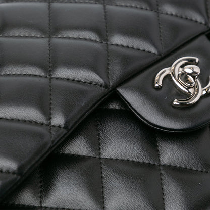 Black Chanel Jumbo Classic Lambskin Double Flap Shoulder Bag