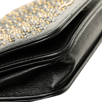 Black Chanel CC Studded Lambskin Wallet on Chain Crossbody Bag
