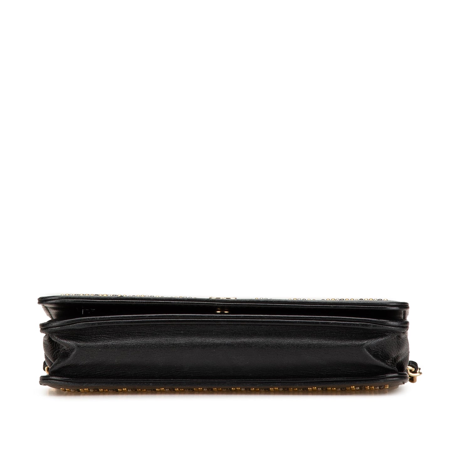 Black Chanel CC Studded Lambskin Wallet on Chain Crossbody Bag