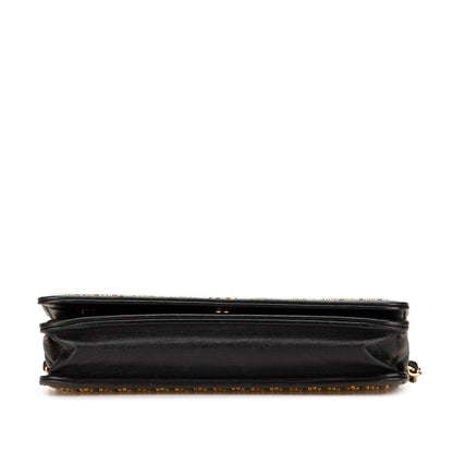 Black Chanel CC Studded Lambskin Wallet on Chain Crossbody Bag