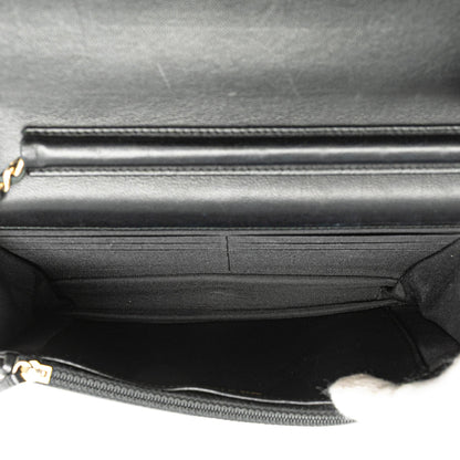 Black Chanel CC Studded Lambskin Wallet on Chain Crossbody Bag