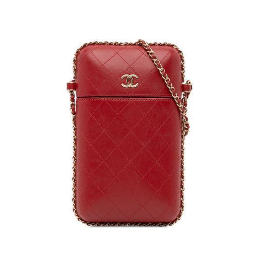 Chanel Sac CC Quilted Lambskin Chain Around Phone Holder