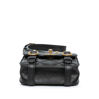 Black Chanel Mini Aged Calfskin City School Flap Satchel