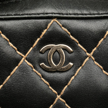 Black Chanel CC Lambskin Wild Stitch Handbag