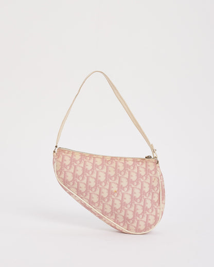 Dior Pink Diorissimo Coated Canvas Mini Saddle