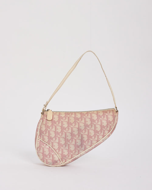 Dior Pink Diorissimo Coated Canvas Mini Saddle