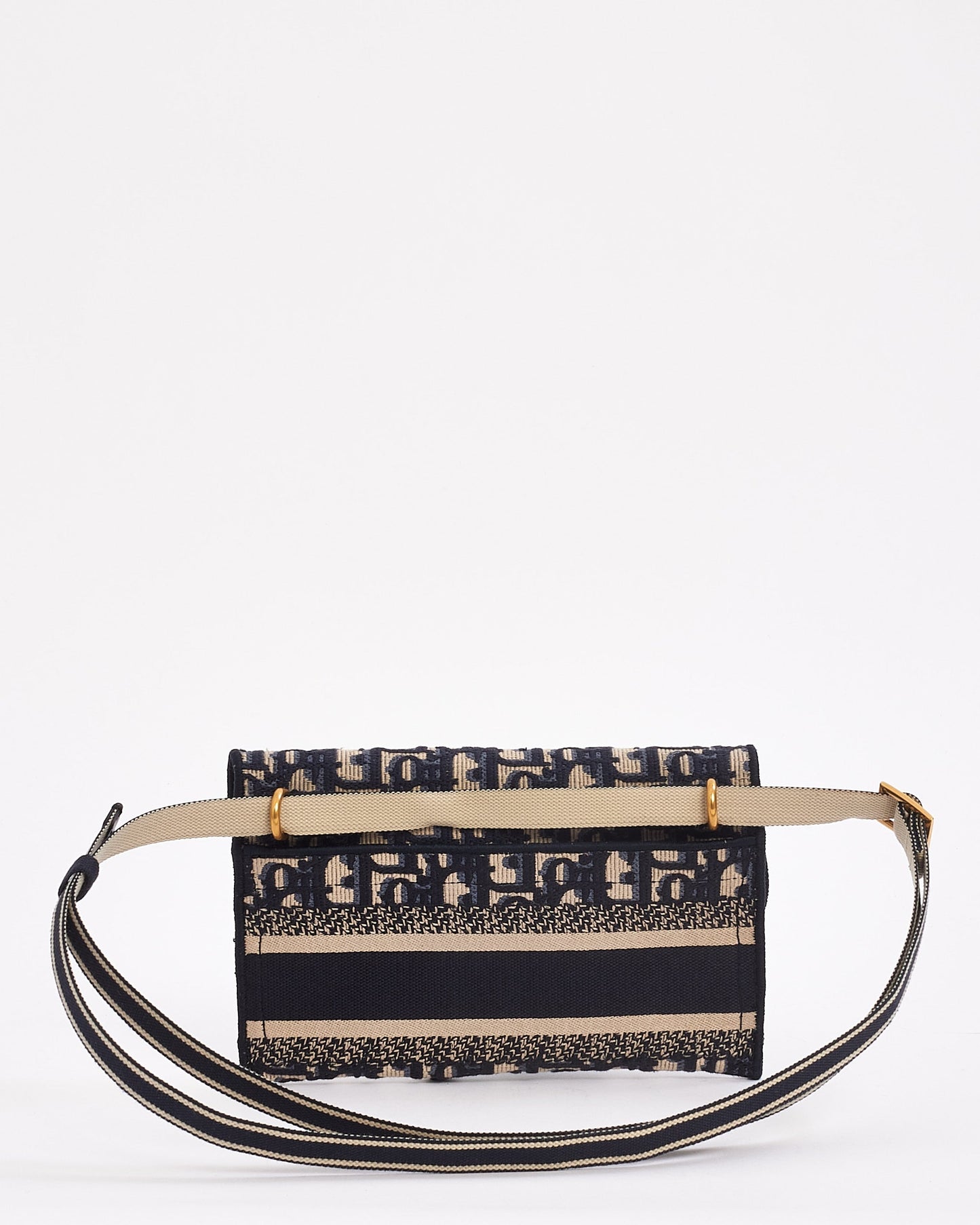 Dior Blue Oblique Canvas Slim Saddle Pouch Belt Bag
