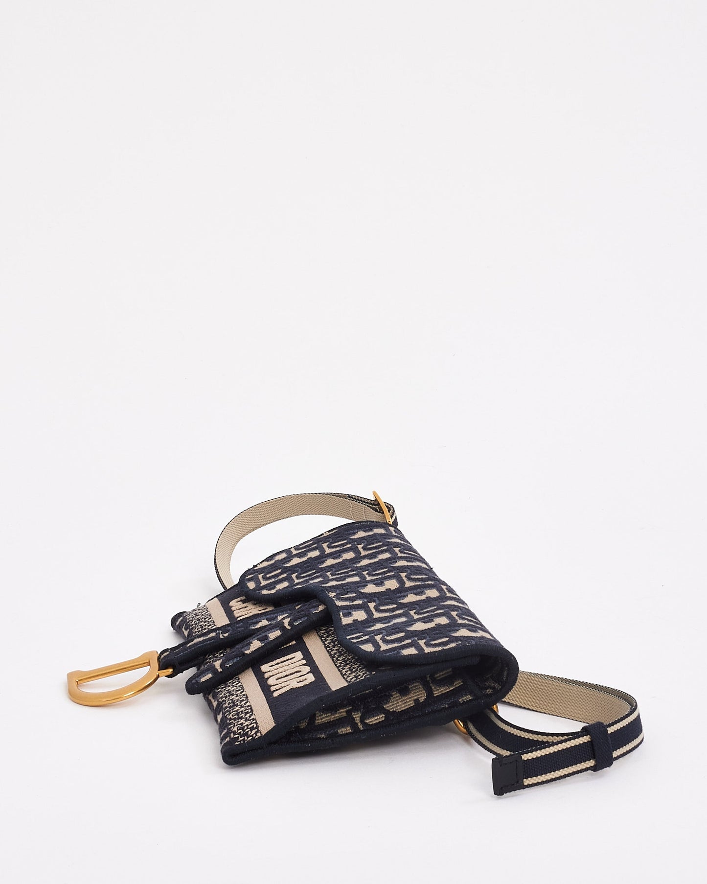 Dior Blue Oblique Canvas Slim Saddle Pouch Belt Bag