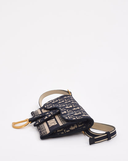 Dior Blue Oblique Canvas Slim Saddle Pouch Belt Bag