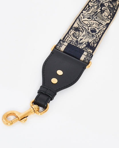 Dior Navy Blue Oblique Logo Canvas Guitar Strap