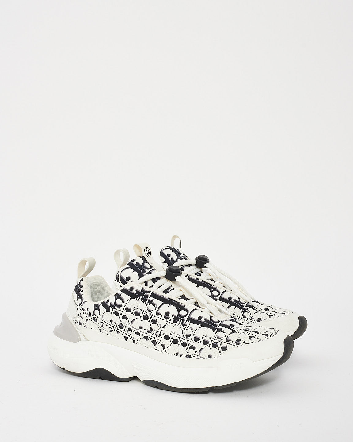 Dior White and Black Dior Oblique Technical Fabric B24 Sneakers - 40