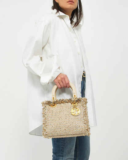 Dior Beige Tweed Special Edition Medium Lady Dior Bag