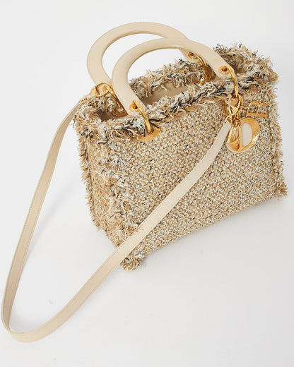 Dior Beige Tweed Special Edition Medium Lady Dior Bag