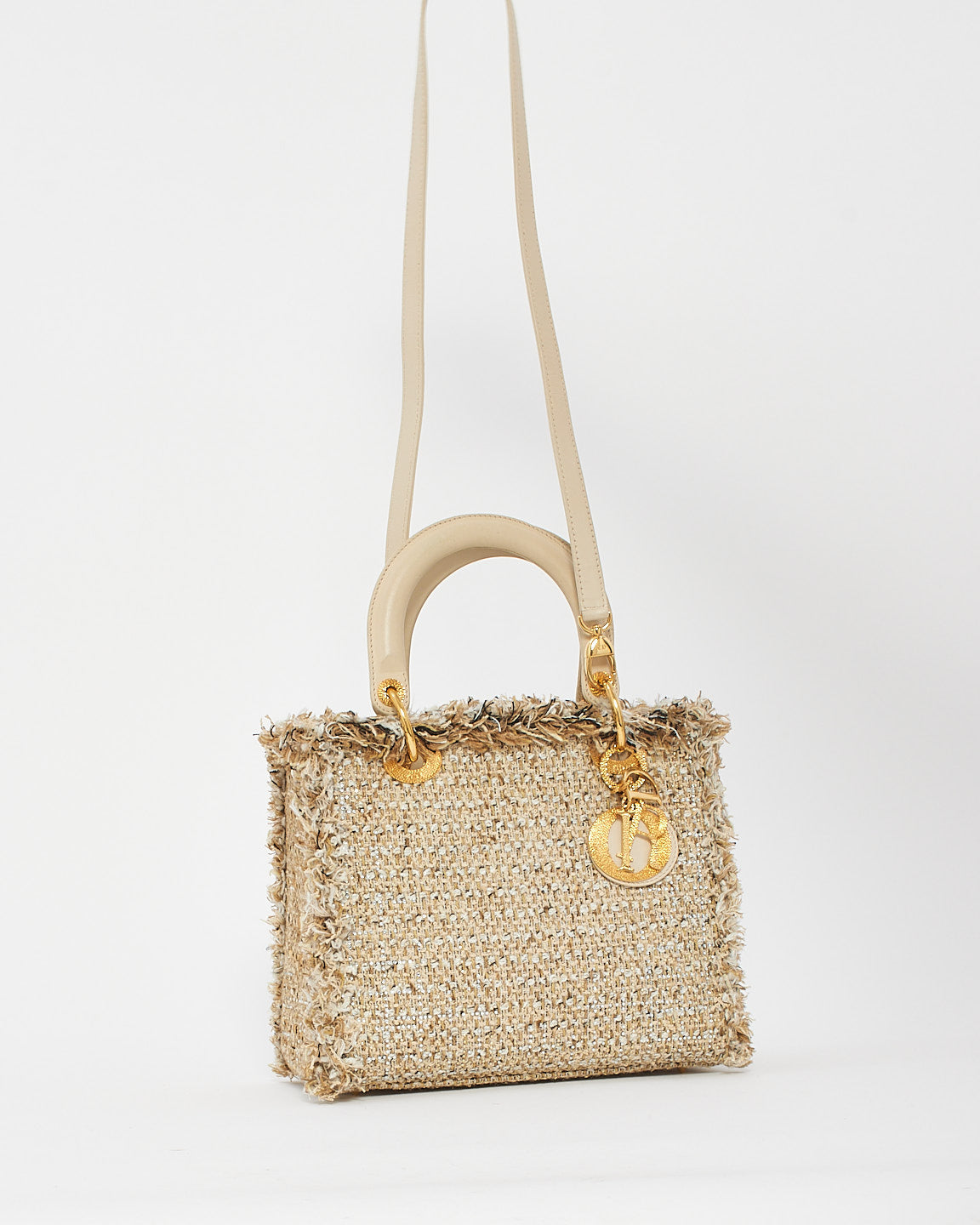 Dior Beige Tweed Special Edition Medium Lady Dior Bag