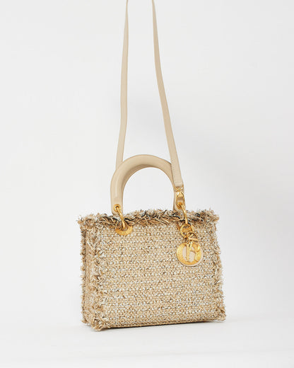 Dior Beige Tweed Special Edition Medium Lady Dior Bag