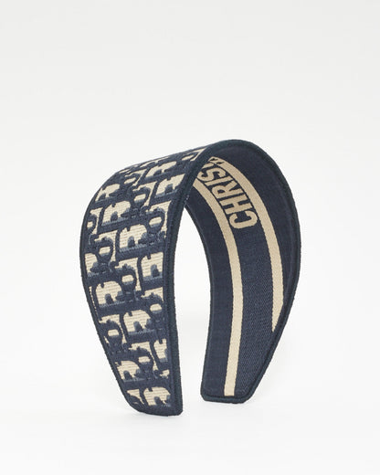 Dior Blue Canvas Oblique Wide Headband