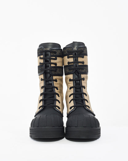 Dior Beige/Black Canvas D-Major Combat Boot - 38
