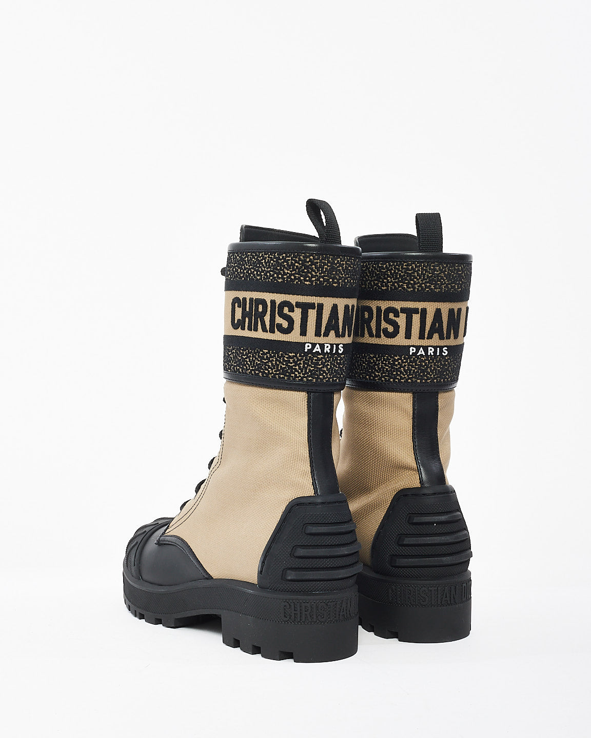 Dior Beige/Black Canvas D-Major Combat Boot - 38