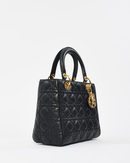 Dior Black Cannage Leather Medium Lady Dior Bag