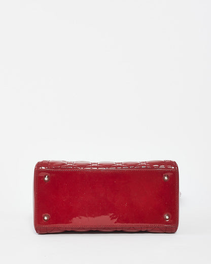 Dior Red Patent Leather Medium Lady Dior with SHW