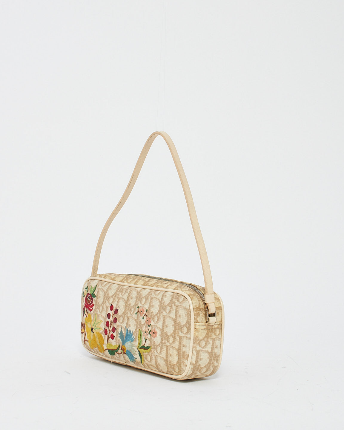 Dior Vintage Monogram Oblique Flowers Mini Pochette Shoulder Bag