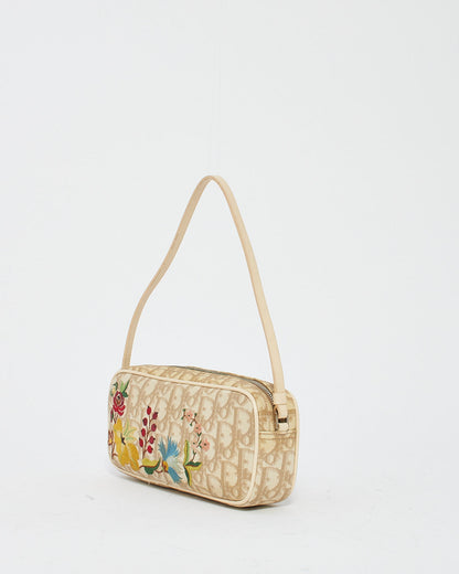 Dior Vintage Monogram Oblique Flowers Mini Pochette Shoulder Bag