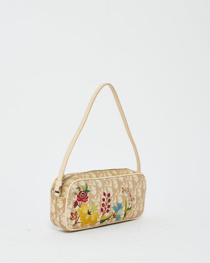 Dior Vintage Monogram Oblique Flowers Mini Pochette Shoulder Bag