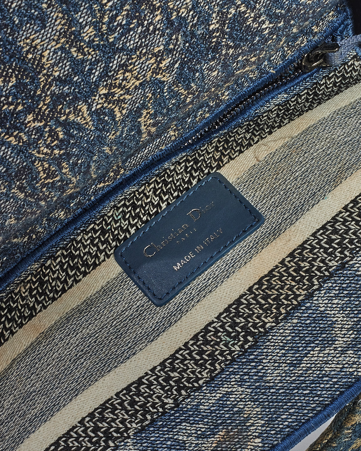 Dior Blue Denim Jardin Magique Embroidery Canvas Medium Lady D-Lite Bag