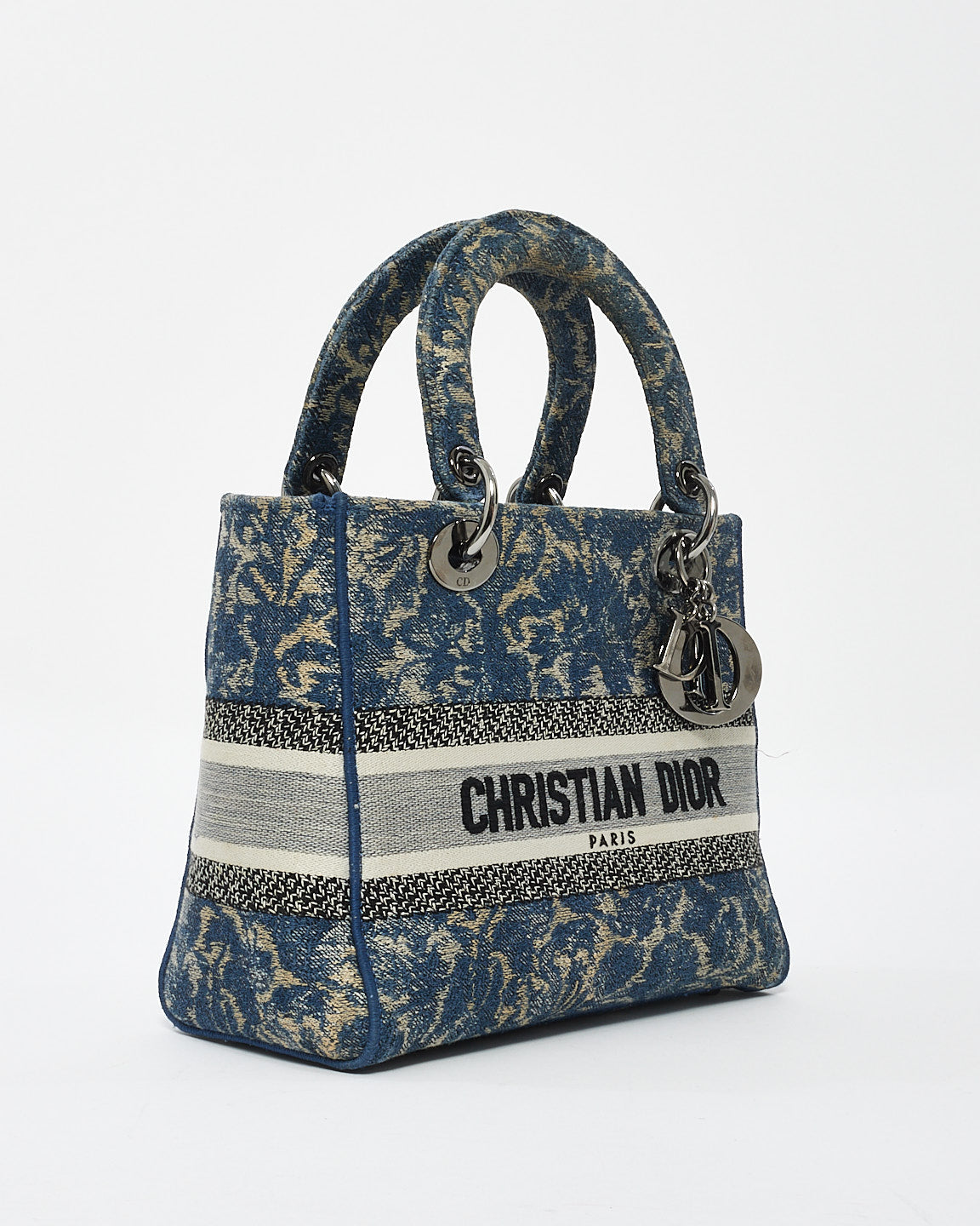 Dior Blue Denim Jardin Magique Embroidery Canvas Medium Lady D-Lite Bag