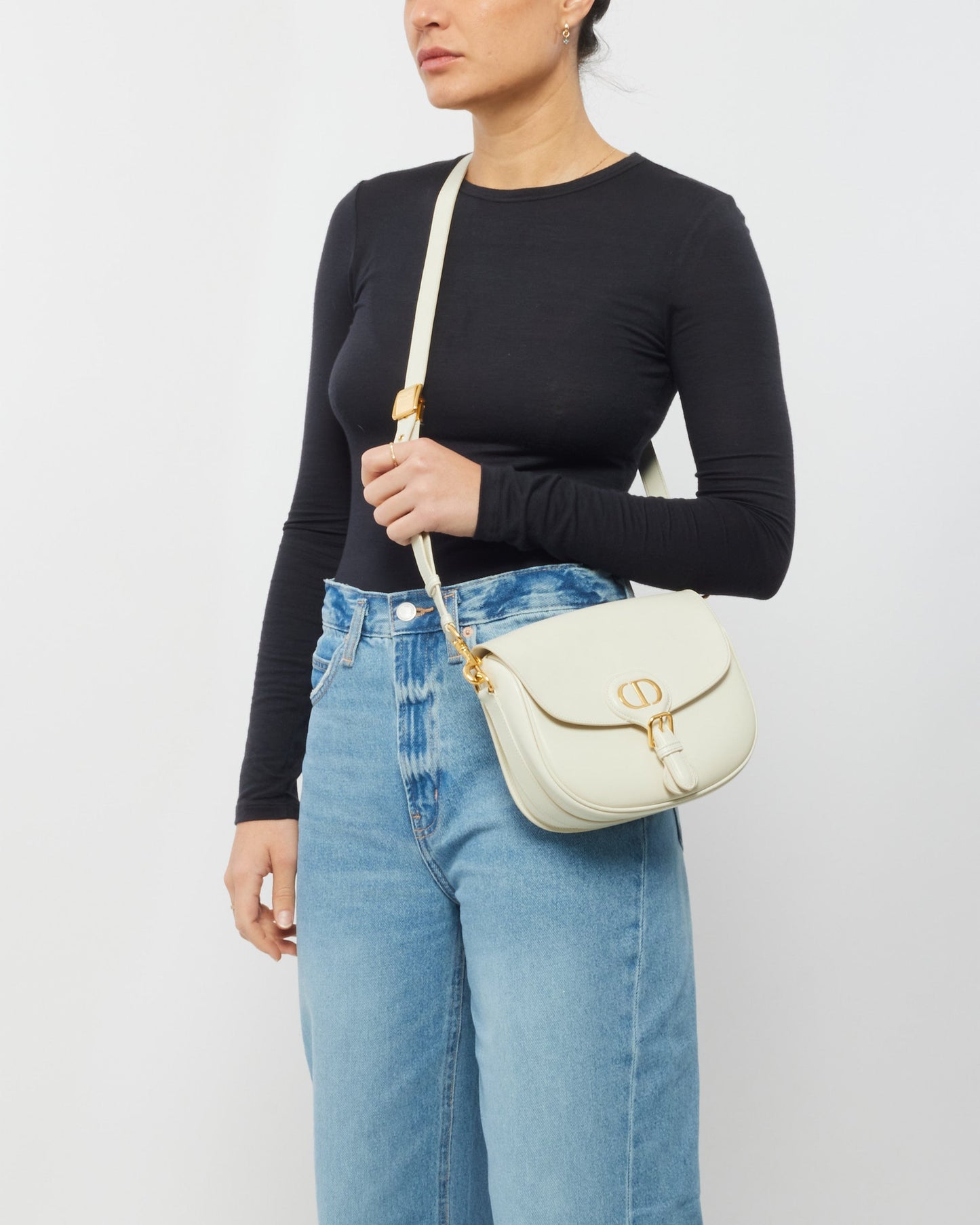 Dior Off White Smooth Leather Medium Bobby Bag