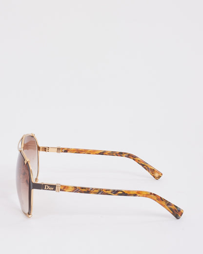 Dior Gold & Tortoise Aviator Sunglasses