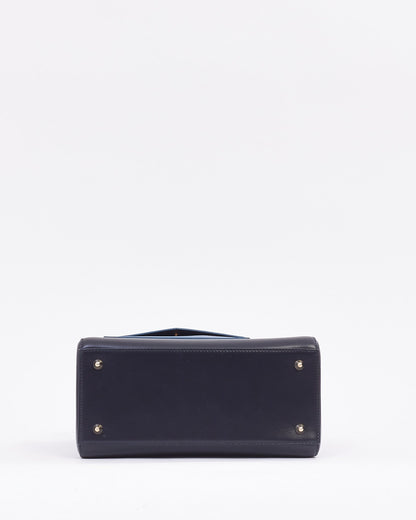 Dior Navy Leather Medium Lady Dior Pockets Top Handle Bag