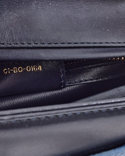 Dior Navy Leather Medium Lady Dior Pockets Top Handle Bag