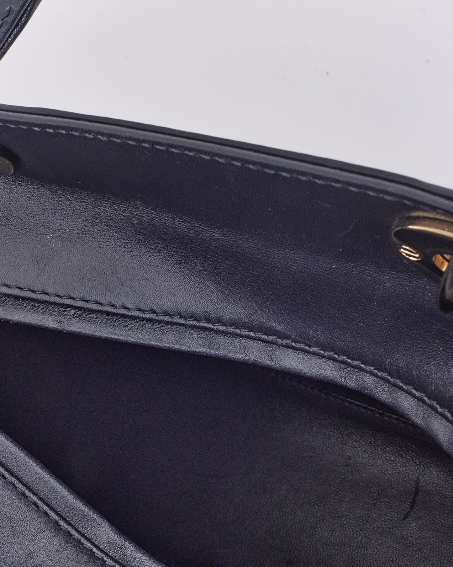 Dior Navy Leather Medium Lady Dior Pockets Top Handle Bag