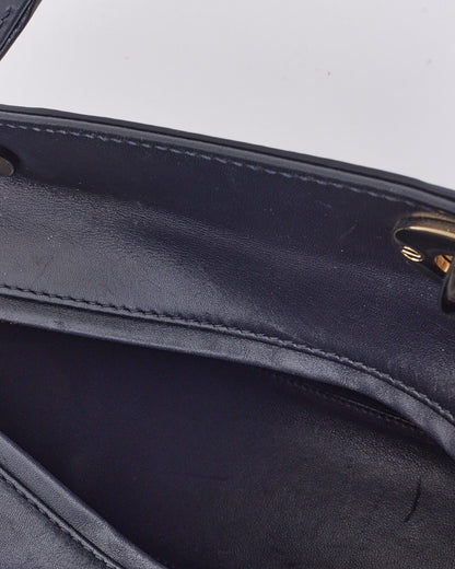 Dior Navy Leather Medium Lady Dior Pockets Top Handle Bag