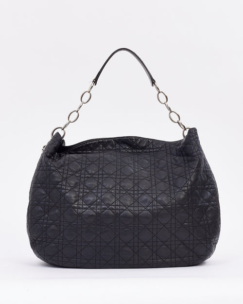 Dior Black Cannage Leather Large Hobo Bag