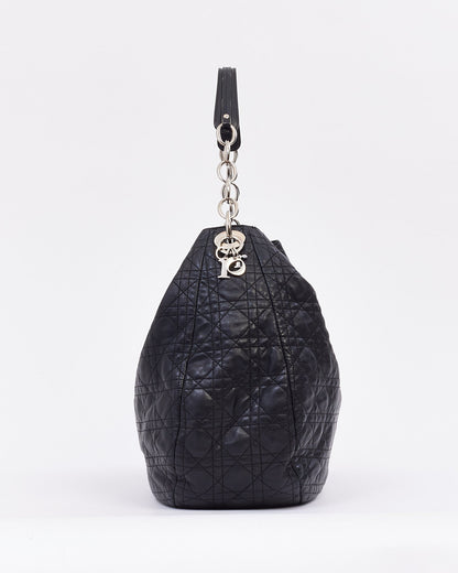Dior Black Cannage Leather Large Hobo Bag