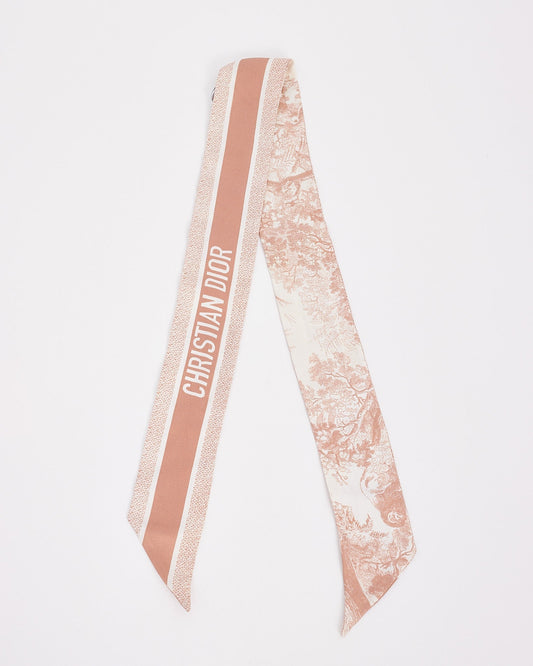 Dior Blush Jouy Logo Silk Twilly Scarf