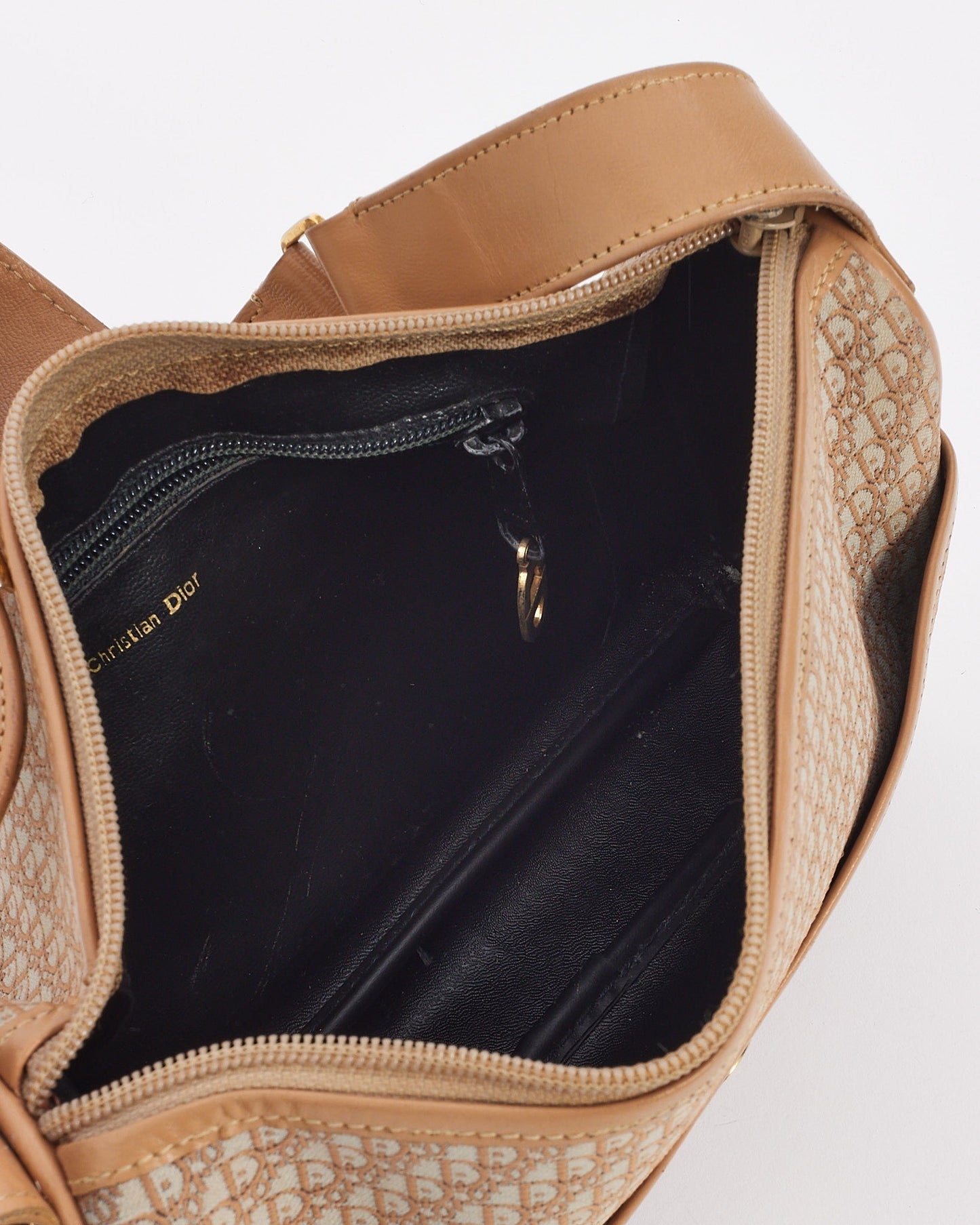 Dior Vintage Beige Oblique Logo Canvas Camera Bag