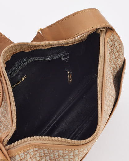 Dior Vintage Beige Oblique Logo Canvas Camera Bag