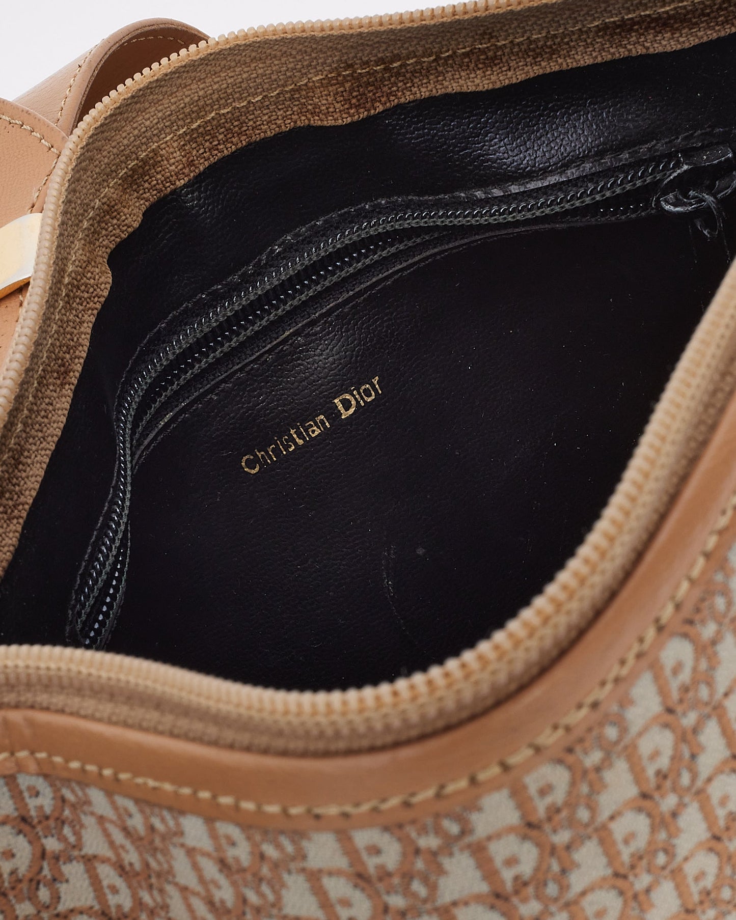 Dior Vintage Beige Oblique Logo Canvas Camera Bag