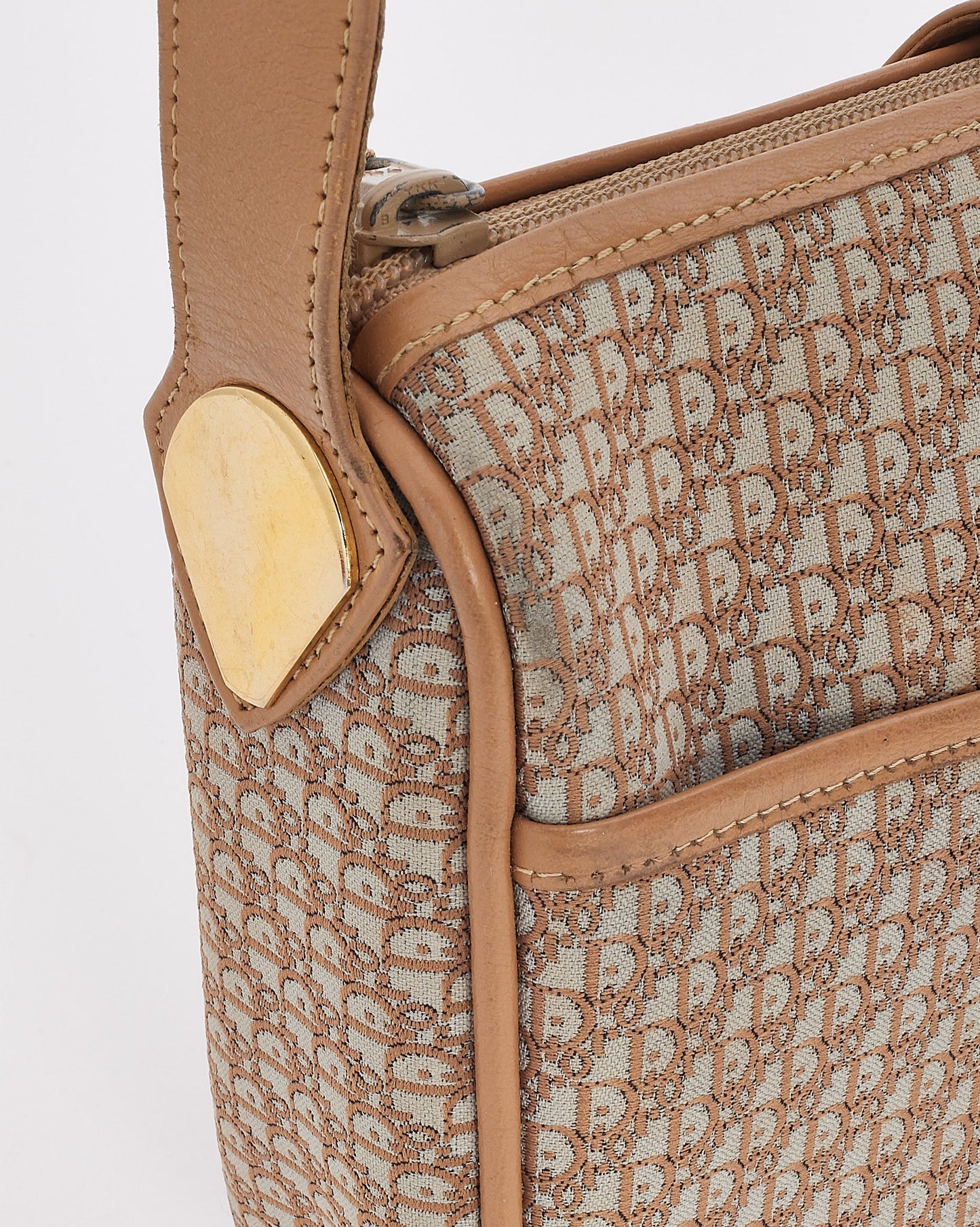 Dior Vintage Beige Oblique Logo Canvas Camera Bag